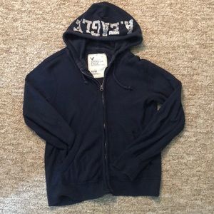 Mens Medium American Eagle Dark Blue Zip-up
